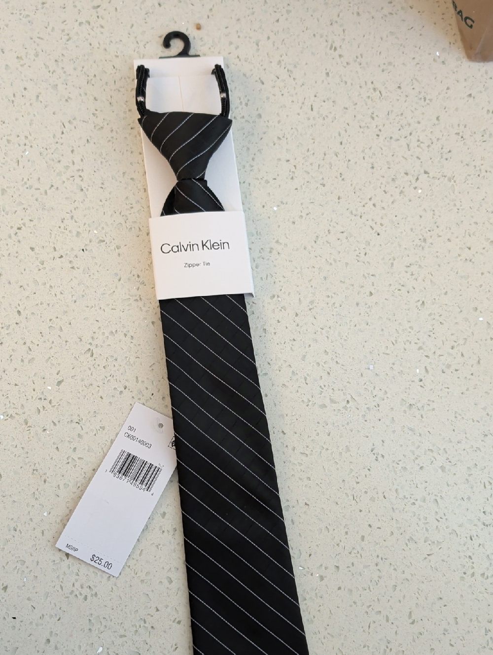 Calvin Klein Black Tie with Silver Pinstripes